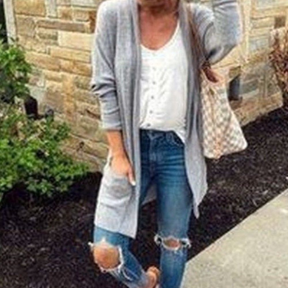 :HALOGEN: Rib Knit Wool & Cashmere Cardigan - Picture 1 of 8